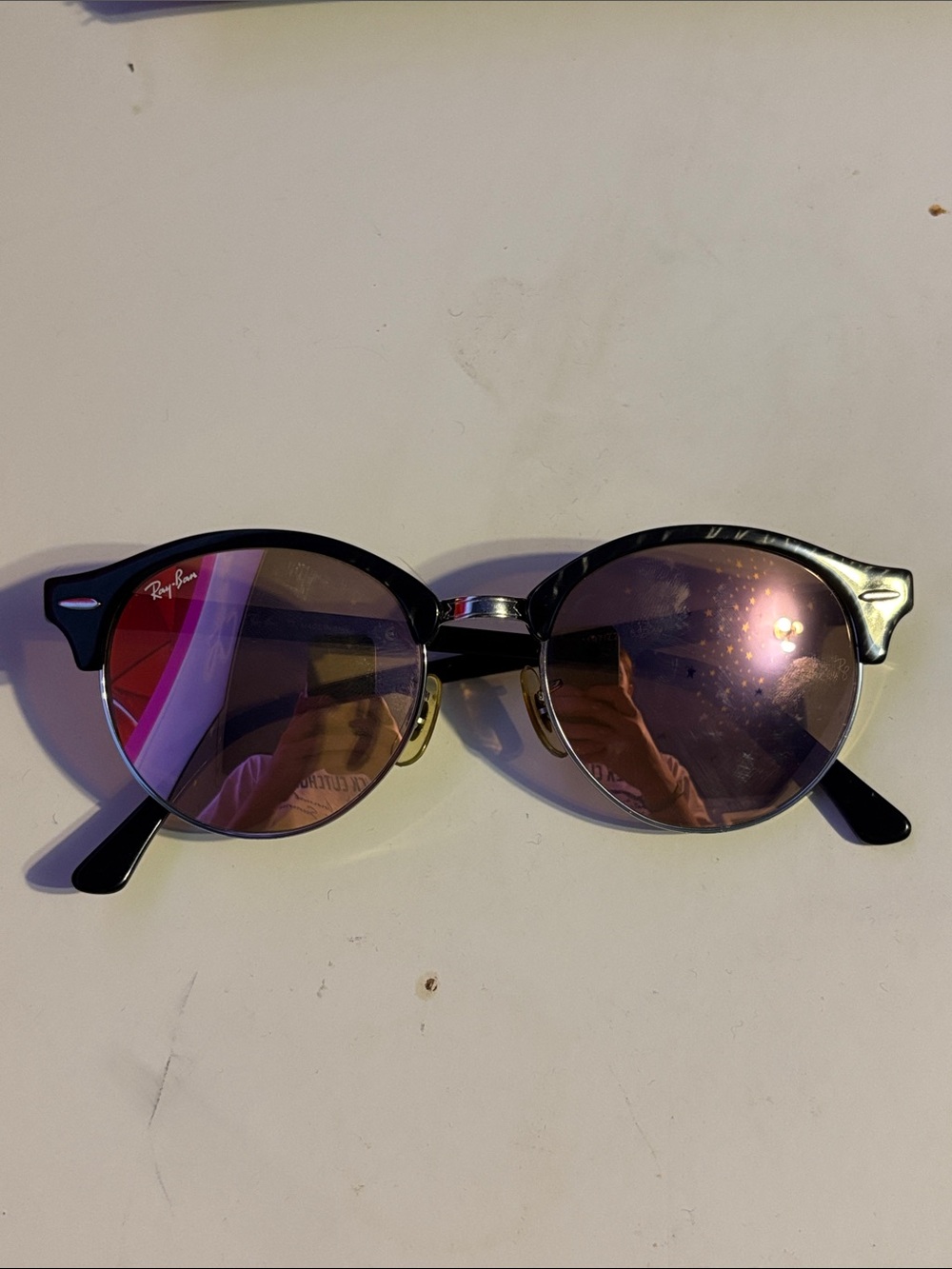 Ray-Ban Clubmaster Sunglasses - Black Frame, Purple Mirror Lenses